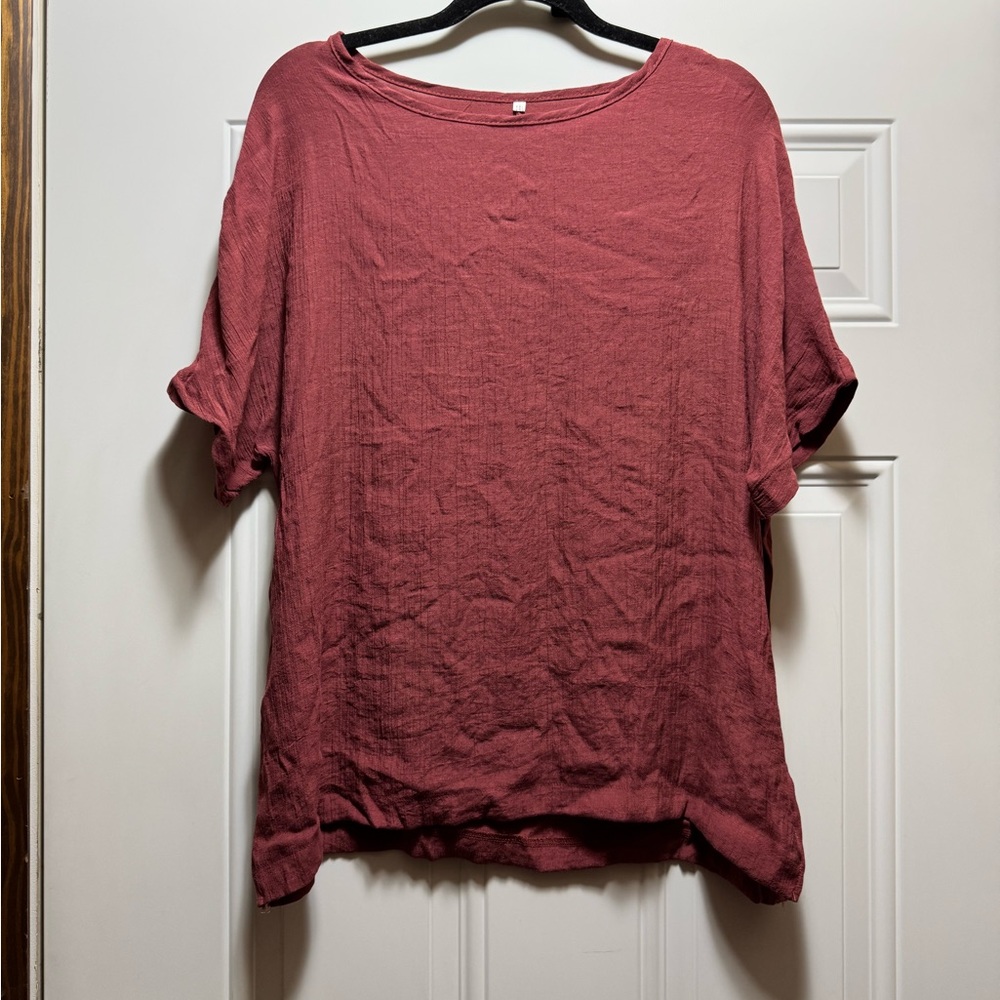 Women's Casual Brick Red Top